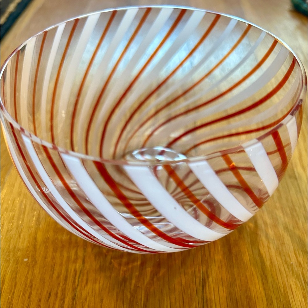 (2) Eastern art Striped Glass Art Bowls